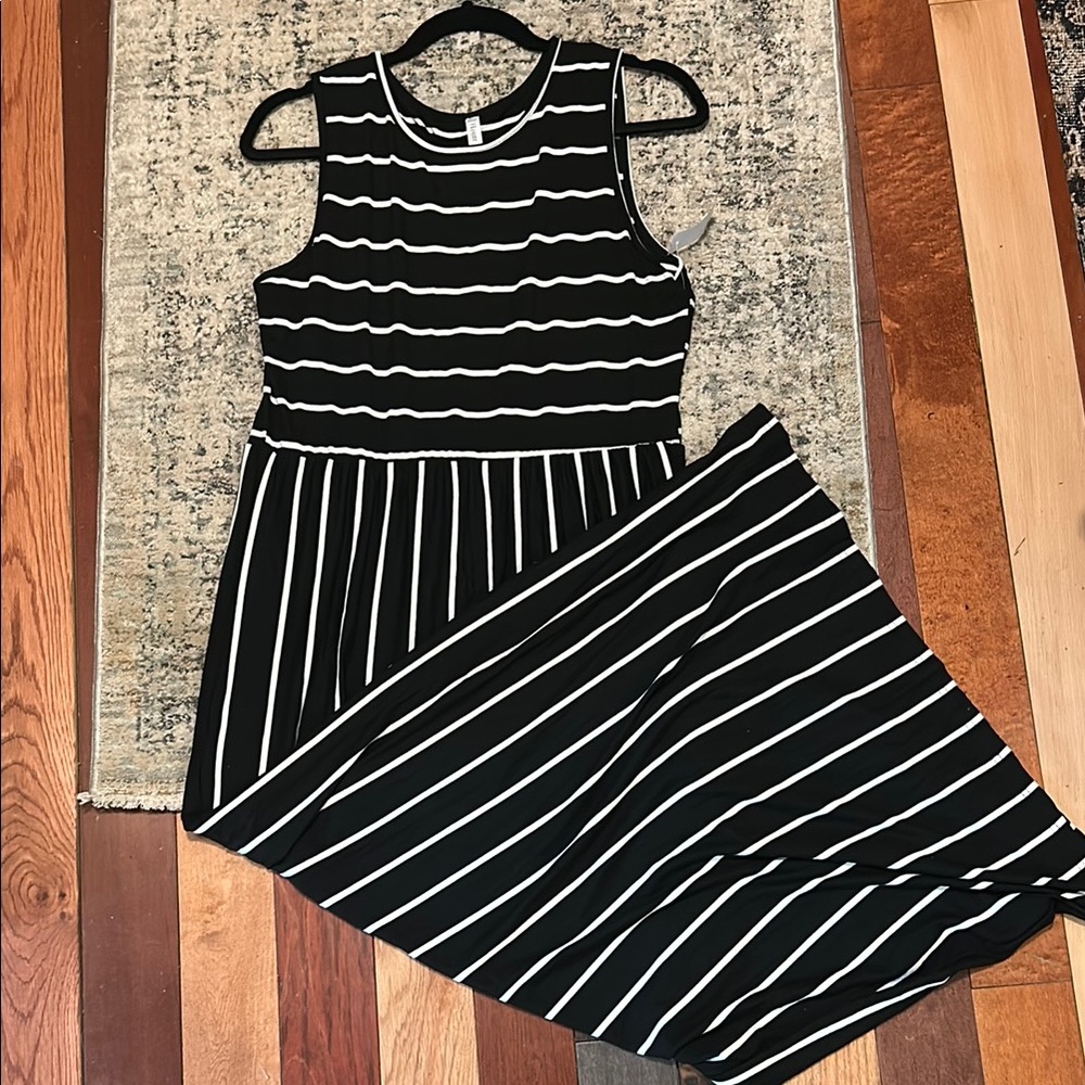 Blue and White Maxi Sleeveless Sundress